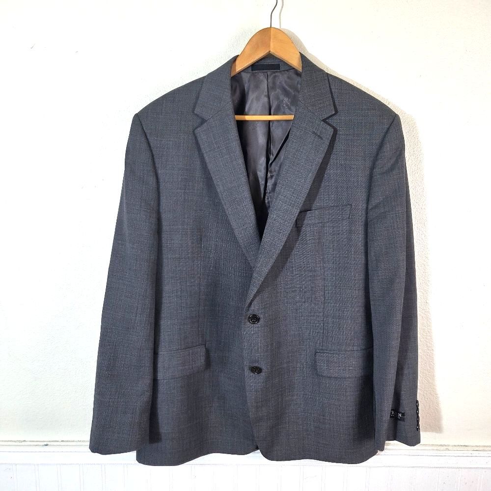 Lauren Ralph Lauren Men Gray Wool Blend Blazer Sport Coat 46R 2 Button Classic